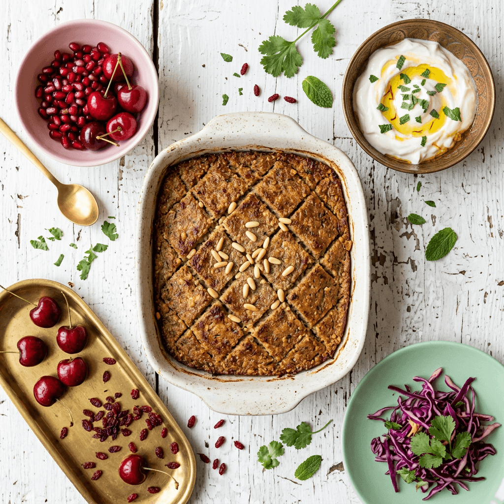 Kibbeh Bil Sanieh (Baked Spiced Ground Turkey and Bulgur)