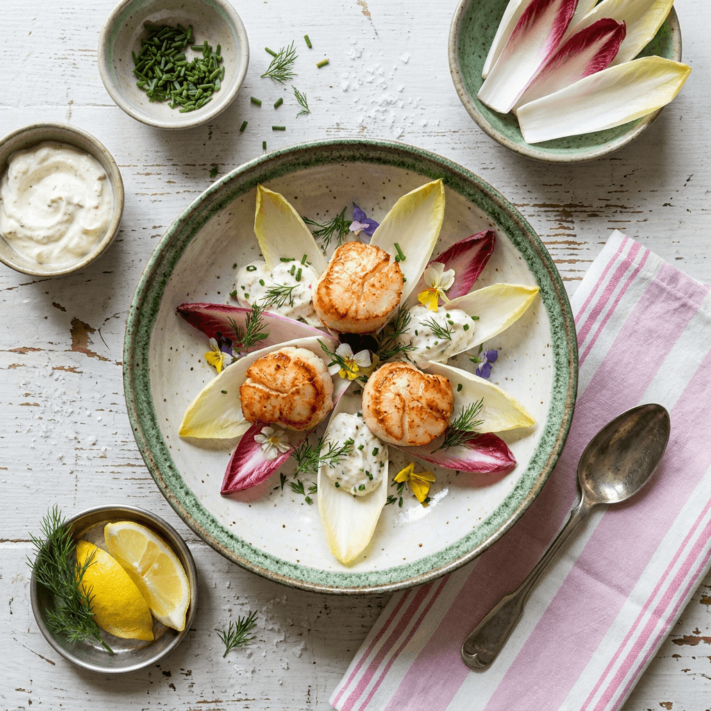 Lobster Medallions with Horseradish-Crème Fraîche and Endive