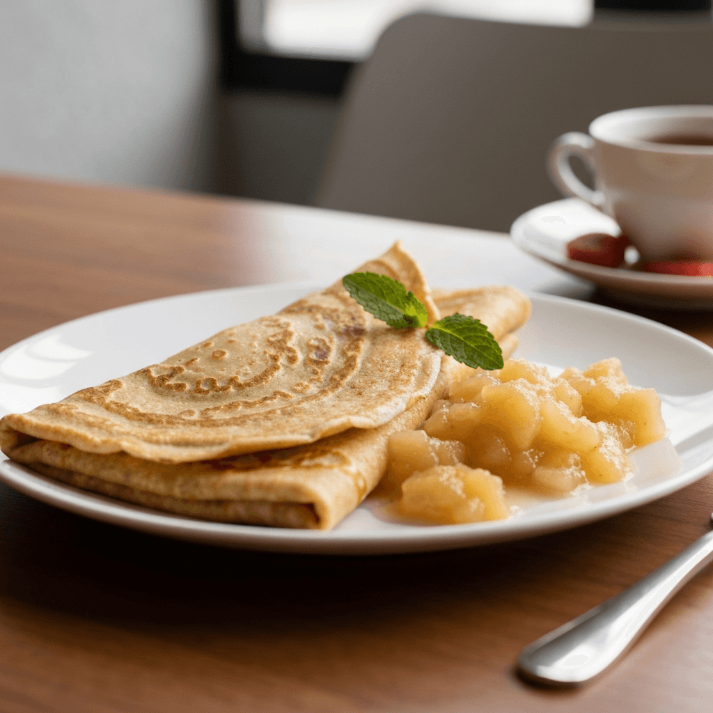 Breton Sarrasin Breakfast Crêpe with Seasonal Apple Compote