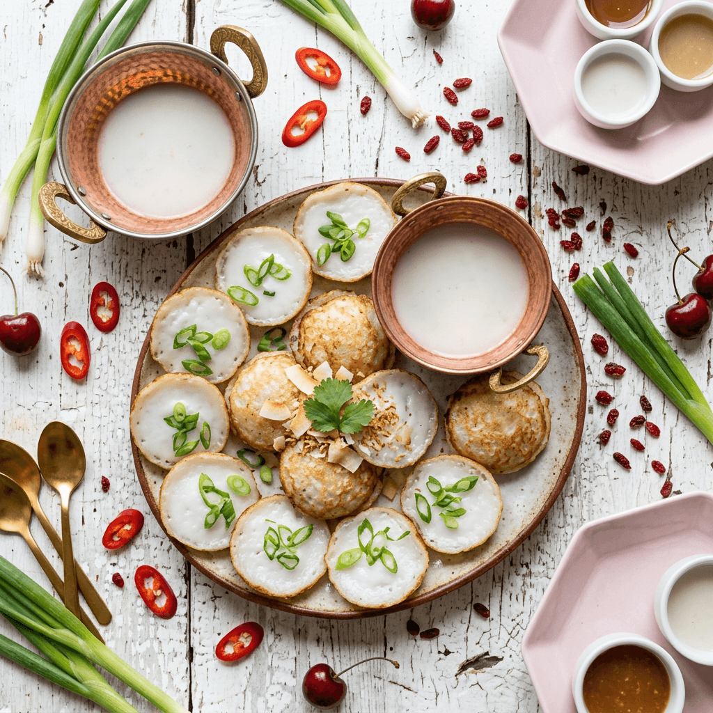 Khanom Krok with Coconut Cream and Scallion