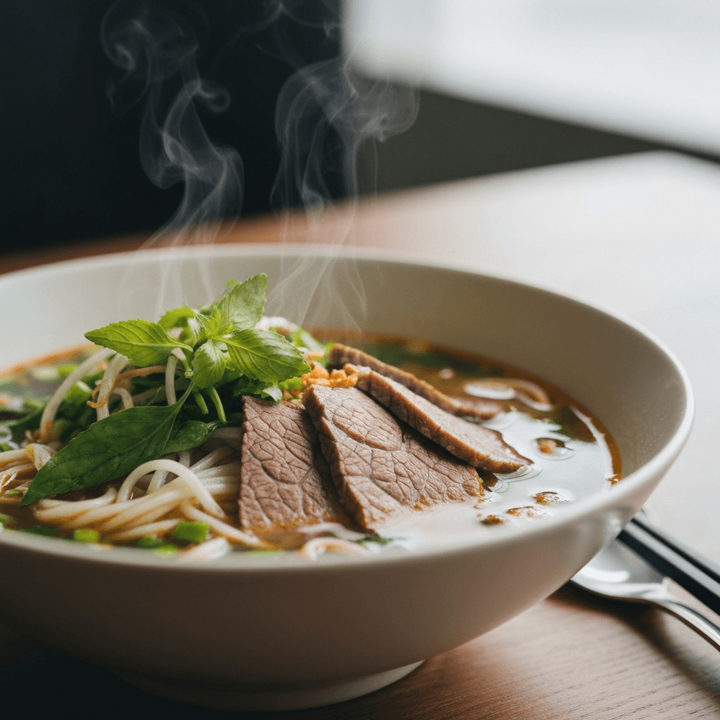 Bun Bo Hue (Spicy Lemongrass Beef and Pork Noodle Soup)